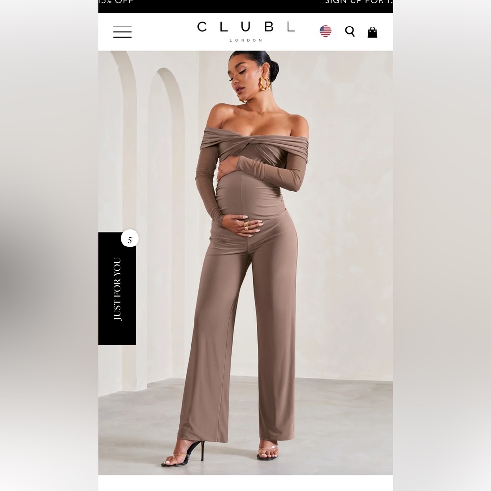 Club London maternity wide leg jumpsuit in mocha